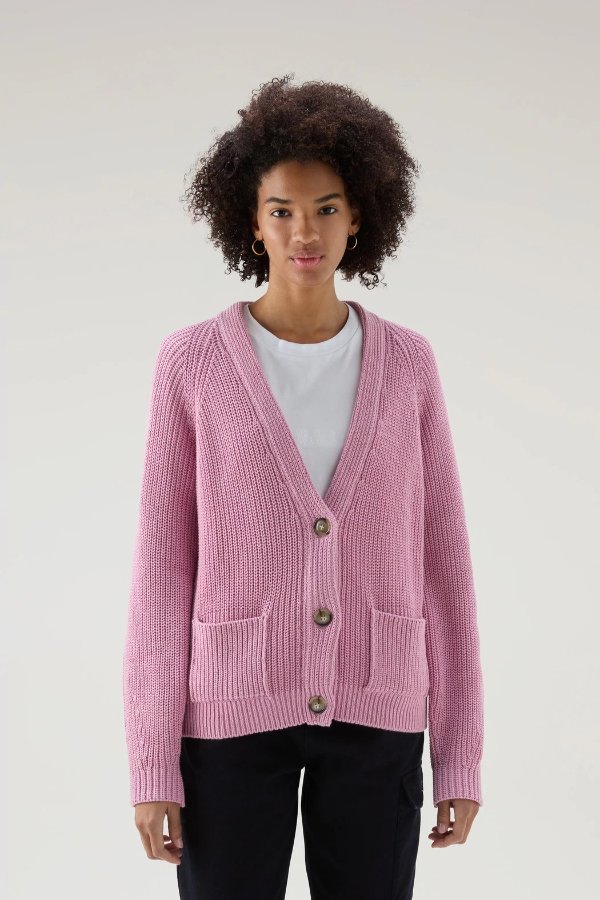 Cardigan in Pure Organic with Natural Garment-Dye Finish Smoky Rose