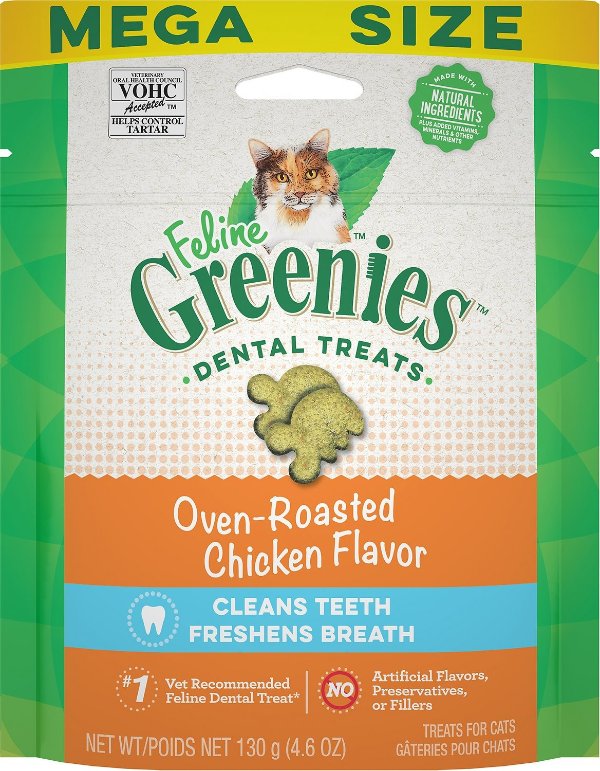 Feline Oven Roasted Chicken Flavor Adult Dental Cat Treats, 4.6-oz bag - Chewy.com