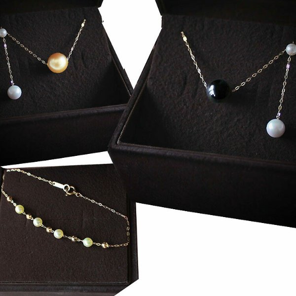 Tahiti black butterfly pearl South Seas pearl 9-10 millimeters necklace akoya gold bracelet three points set