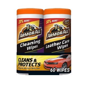 Armor All Car Cleaning and Leather Wipes - Interior Cleaner for Cars & Truck & Motorcycle, 30 Count (Pack of 2)
