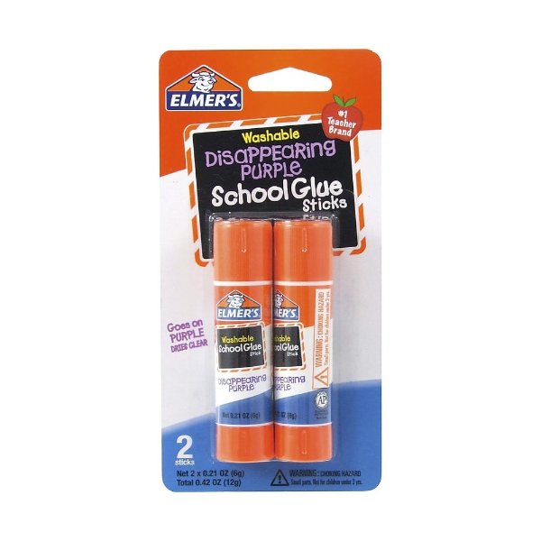 School Permanent Glue Sticks, 0.21 Oz., 2/Pack (E522)
