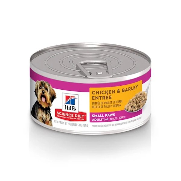 Adult Small Paws Chicken & Barley Entree Canned Dog Food, 5.8 oz., Case of 24 | Petco