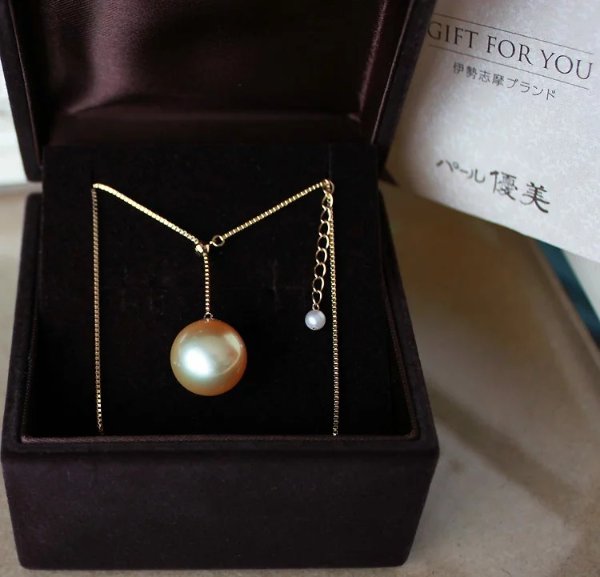 South sea pearl 13mm golden color necklace K18YG&K14WG