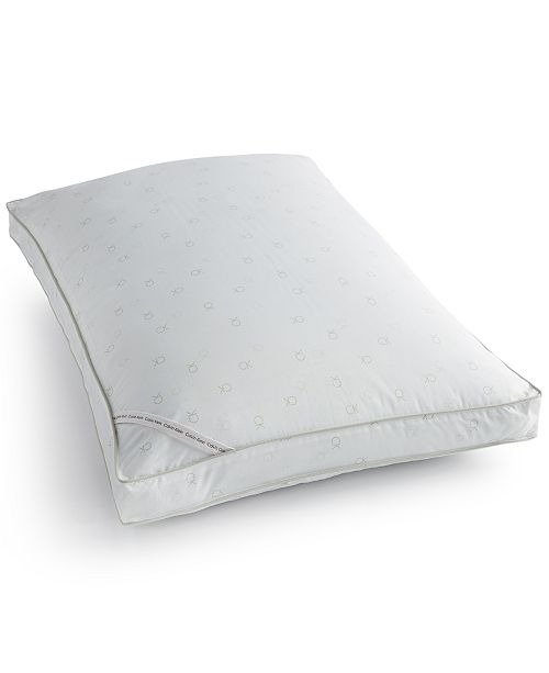 Tossed Logo Print Extra Firm Down Alternative Gusset Standard Pillow, Hypoallergenic