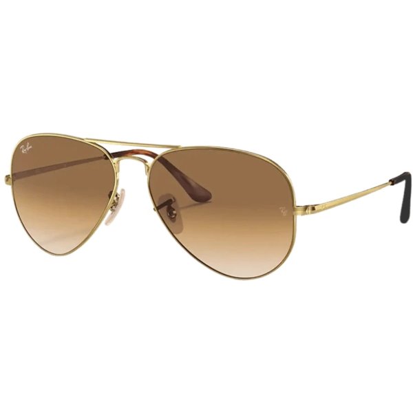 Gold Metal Pilot Light Brown Unisex Sunglasses RB3689 914751 58