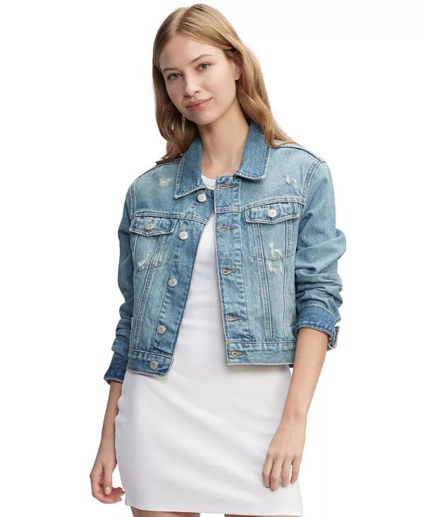 Women's Izzie Slim-Fit Distressed Denim Jacket