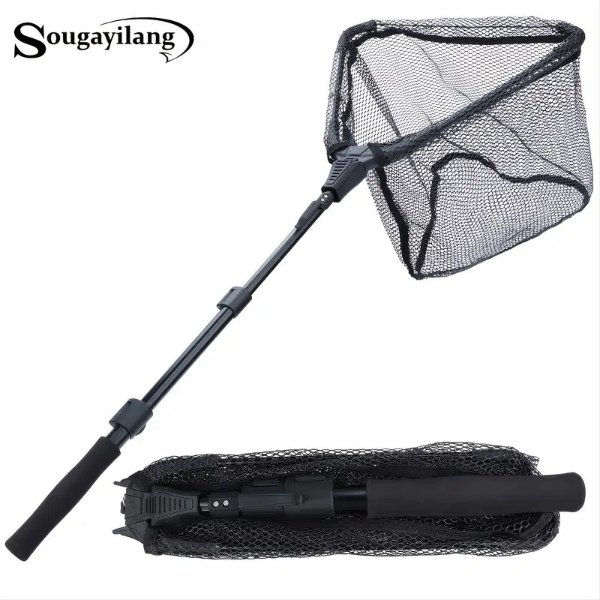 Sougayilang Fishing Net Fish Landing Net Foldable Collapsible Telescopic Pole With Eva Handle Durable Nylon Material Mesh For Safe Fish Catching Or Releasing - Sports & Outdoors - Temu