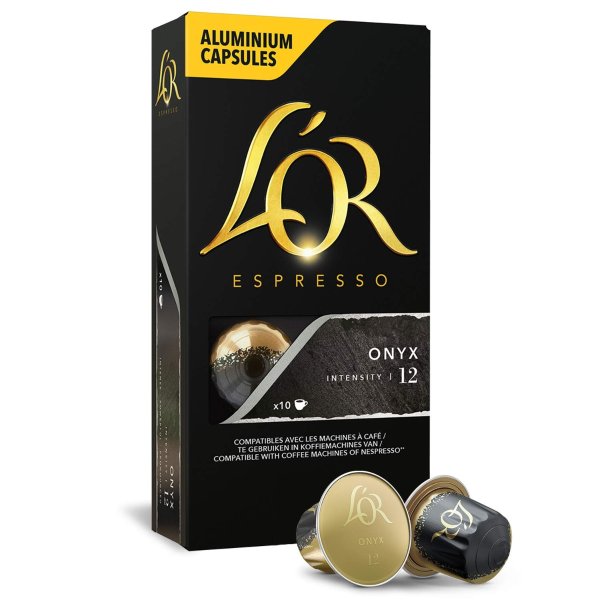 L'OR Espresso Pods, 100 Capsules Espresso Onyx, Single Cup Aluminum Coffee Capsules Compatible with Nespresso Original Machine