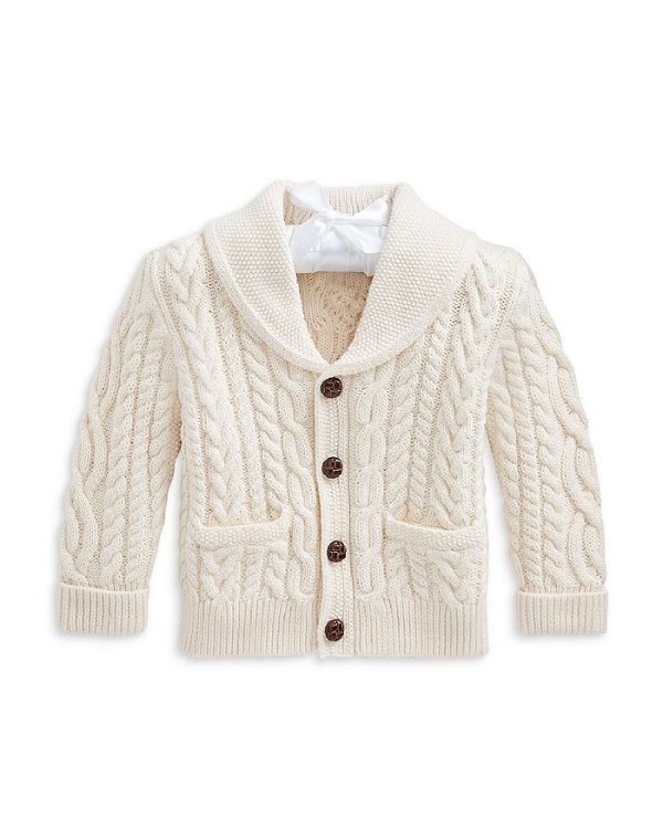 Boys' Aran Knit Cotton Wool Cardigan - Baby