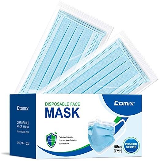 Face-Masks Individual-Wrapped Package, Pack of 50pcs (Adult)