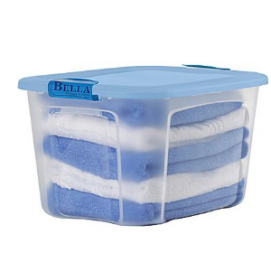 BELLA 40 QT Container, Clear with Blue Lid