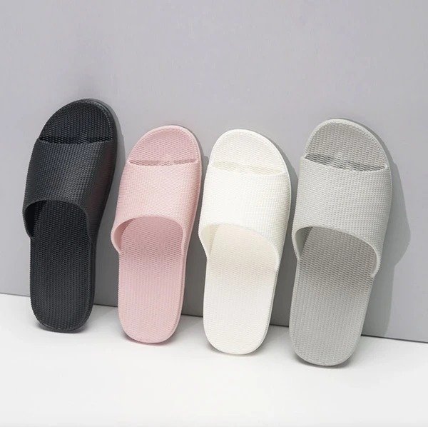 Unisex Open Toe House Slippers - Pink and Grey (Lightning Deal)