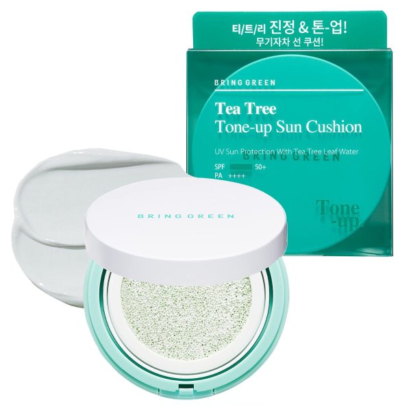 Tea Tree Tone-Up Sun Cushion SPF50+ PA++++15g l Zinc Oxide Sunscreen UVA/UVB Protection, Redness Relief, Soothing Sebum Control