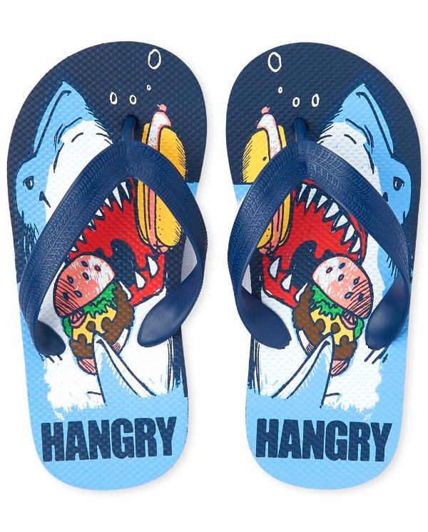 Boys 'Hangry' Shark Flip Flops