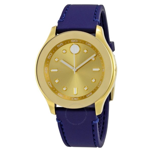 Bold Gold Dial Blue Silicone Ladies Watch