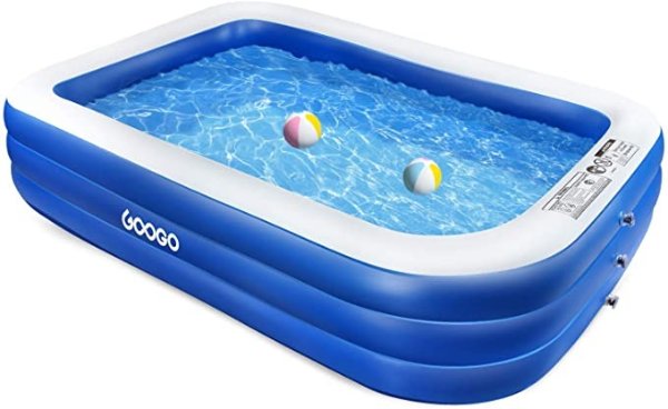 Family Inflatable Swimming Pool, 118"x72"x20" Full-Sized Inflatable Lounge Pool for Kiddie, Kids, Adults, Easy Set Swimming Pool for Backyard, Summer Water Party, Outdoor