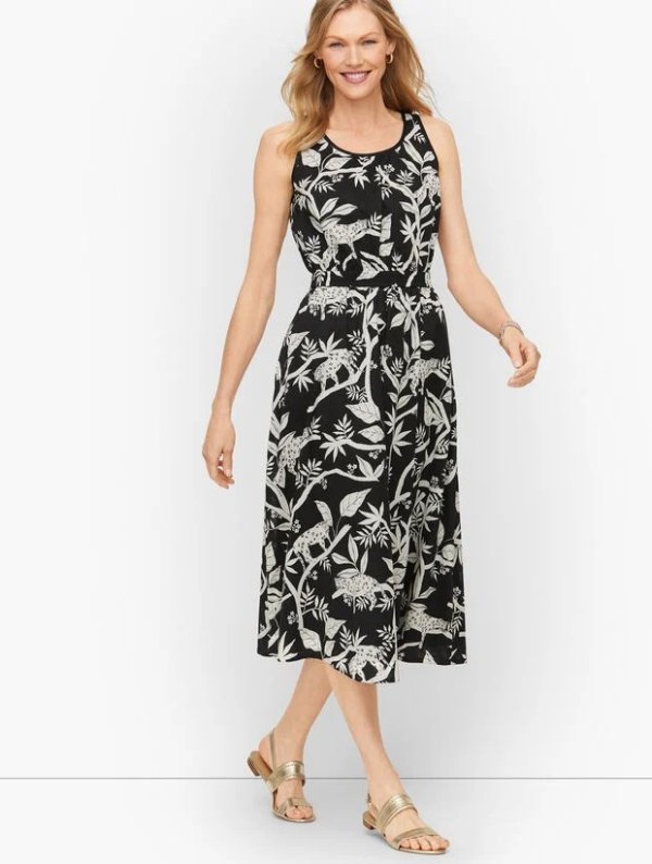 Tropical Panther Tipped Fit & Flare Dress