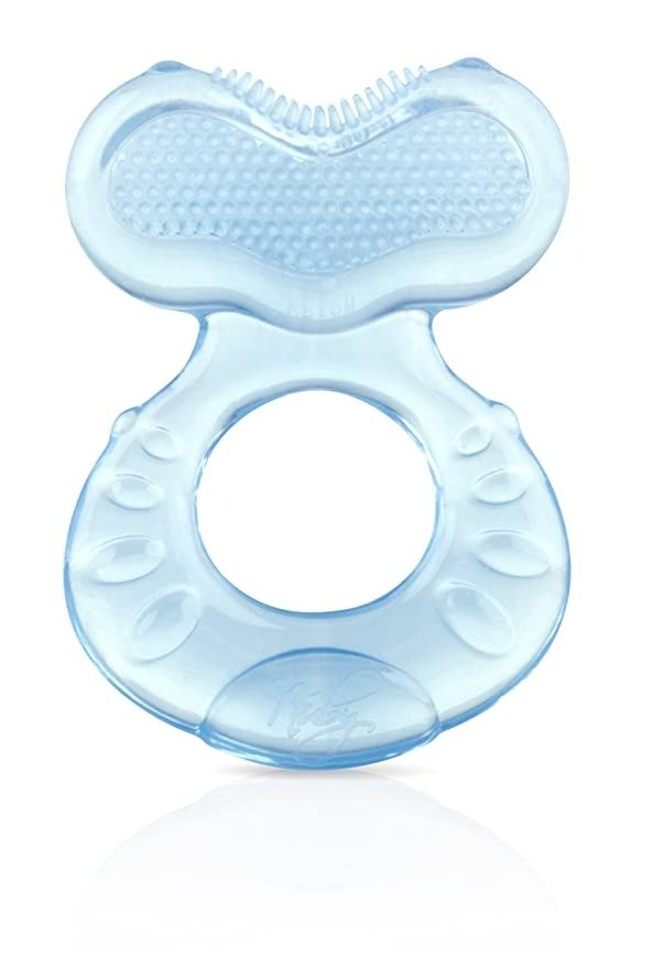 Silicone Teethe-eez Teether with Bristles, Includes Hygienic Case, Blue