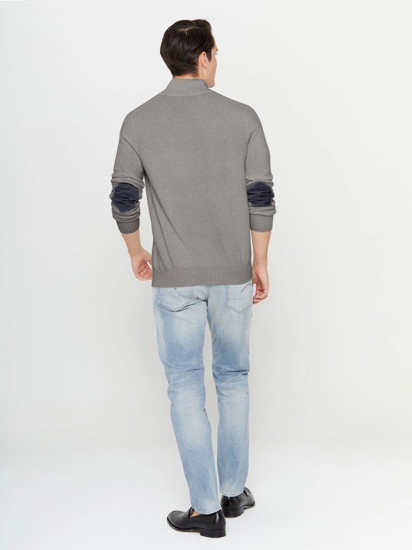 Men's Button Mock-Neck Cashmere Polo Sweater