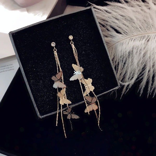 Long Butterfly Tassel Earrings from Apollo Box