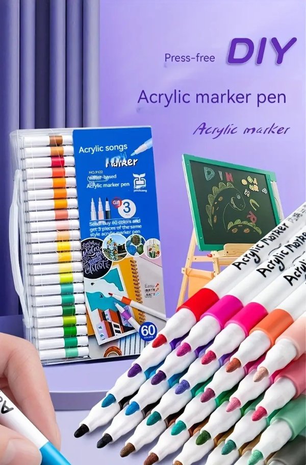 Durable, Fine-tip Acrylic Paint Pens for Arts & Crafts - Versatile, Water-resistant Markers Perfect for DIY Projects and Gifts