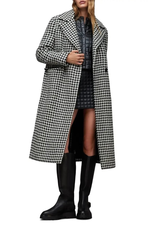 Alexis Star Pattern Longline Wool Coat