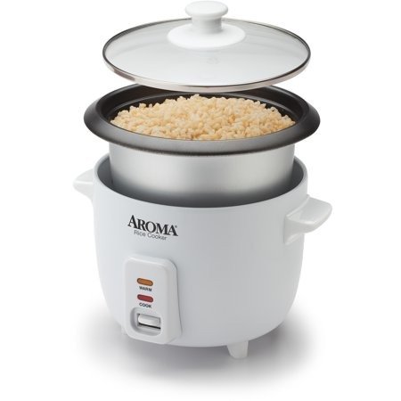 6 Cup Non-Stick Pot Style White Rice Cooker, 3 Piece
