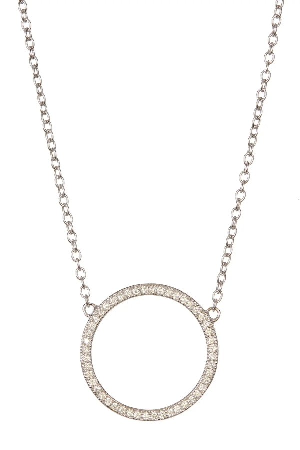 Sterling Silver Swarovski Crystal Accented Circular Necklace