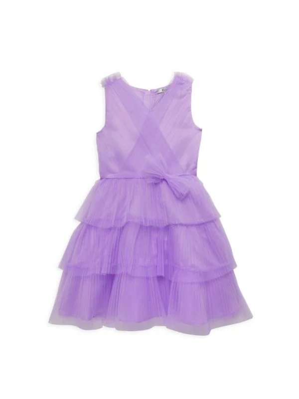 Girl's Nicole Bow Tulle Tiered Dress