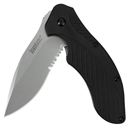 Clash Serrated (1605ST); Folding Pocketknife with 3.1” Bead-Blasted Finished Stainless Steel Blade, Glass-Filled Nylon Handle, SpeedSafe Opening, Liner Lock and Reversible Pocket Clip; 4.3 OZ