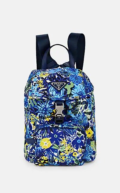 Leather-Trimmed Floral Backpack Leather-Trimmed Floral Backpack