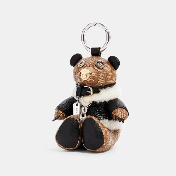 Bear Bag Charm in Signature Canvas With Moto Jacket