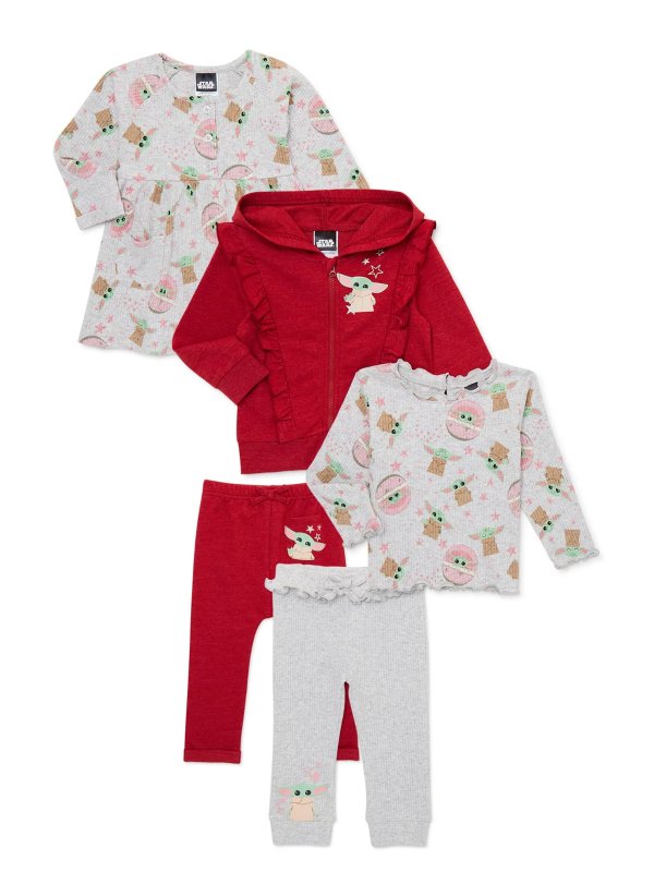 Baby Yoda Baby Girls Mix and Match Outfit Set, 5-Piece, Sizes 0/3-24 Months