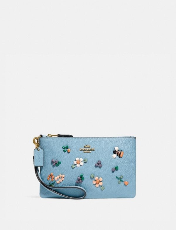Small Wristlet With Floral Embroidery