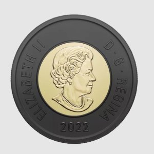 收藏款加拿大皇家铸币厂 2022新版$2女王黑金硬币