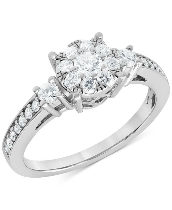 Diamond Halo Ring (5/8 ct. t.w.) in 10k White Gold