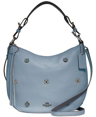 Sutton Leather Hobo With Scattered Rivets