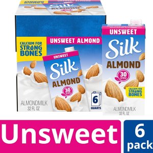 Silk Almond Milk Unsweetened Original 32 oz (Pack of 6)