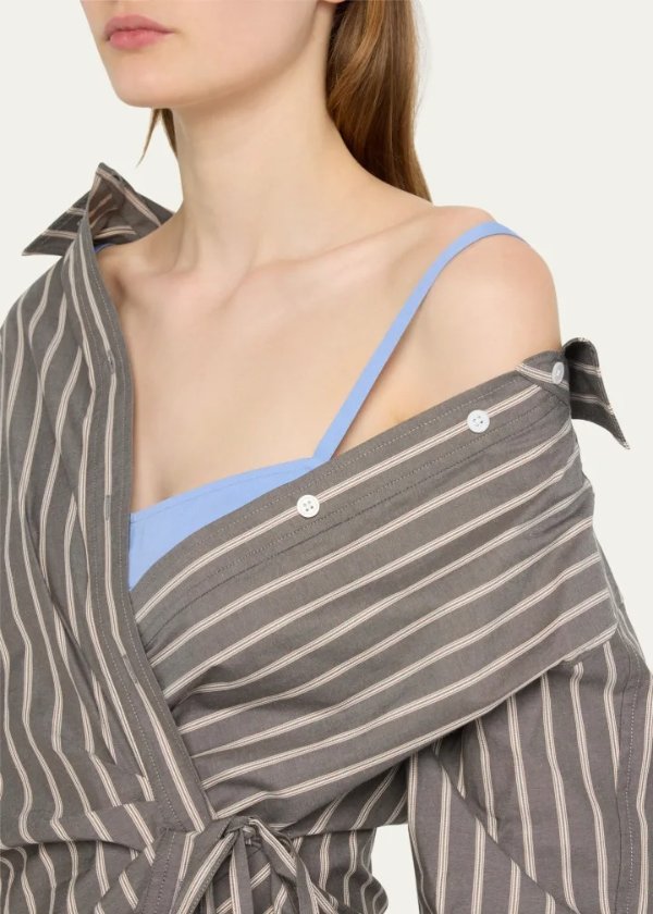 Fuze Stripe Long-Sleeve Wrap Top
