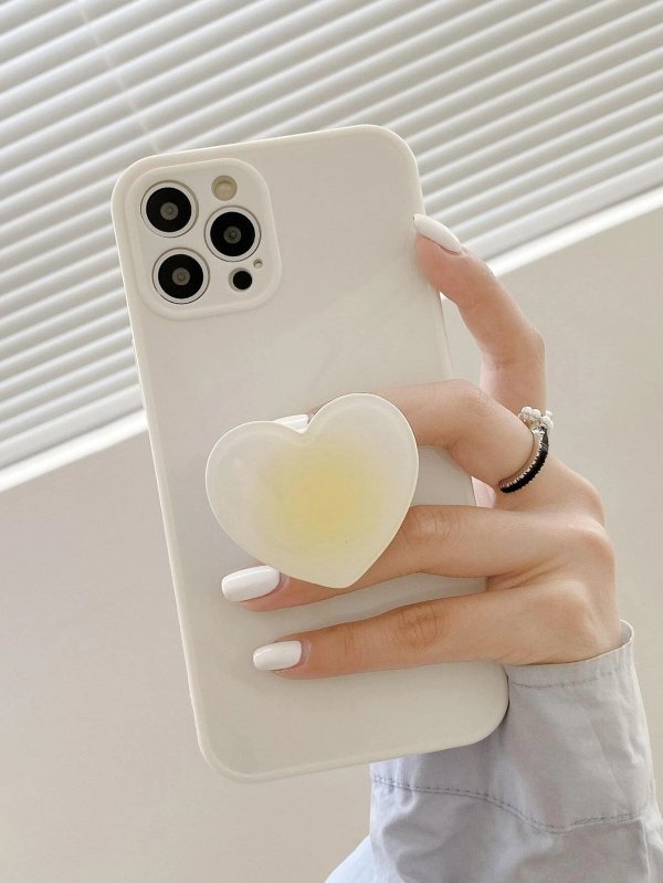 Solid Phone Case With Heart Shaped Stand-out Phone Grip