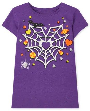 Girls Halloween Short Sleeve Spider Web Graphic Tee | The Children's Place - S/D VIVVOLET
