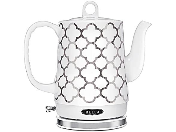 BELLA 1.2L Electric Ceramic Tea Kettle, Silver Tile