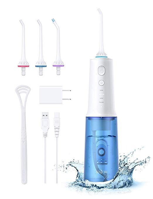 Anjou Water Dental Flosser Professional Cordless Dental Oral Irrigator-- 10.8ﬂ.oz