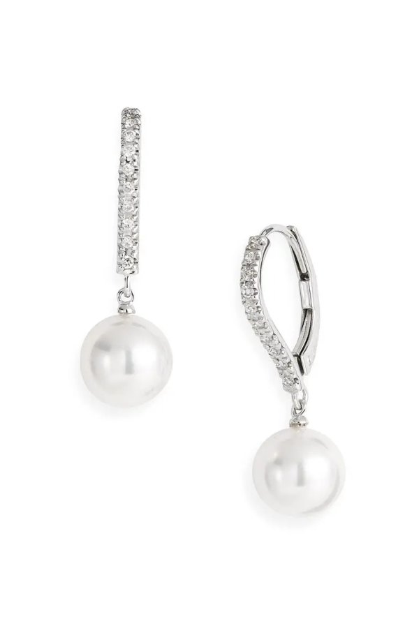 Diamond & Akoya Cultured Pearl Earrings