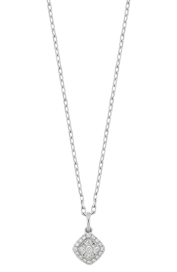 18K White Gold Mika Cushion Diamond Pendant Necklace - 0.13 ctw