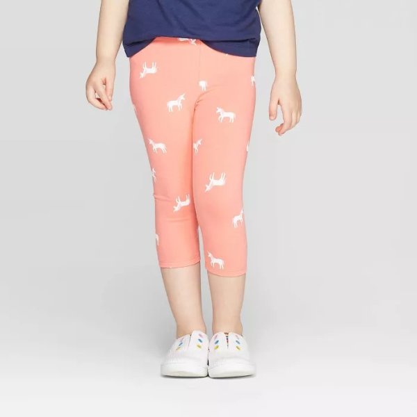 Toddler Girls' Unicorn Printed Capri Leggings - Cat & Jack™ Peach