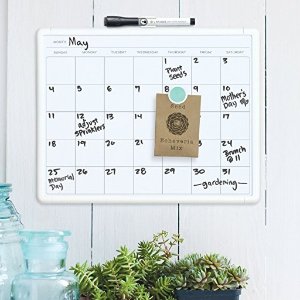 U Brands Contempo Magnetic Monthly Calendar Dry Erase Board, 11 x 14 Inches, White Frame