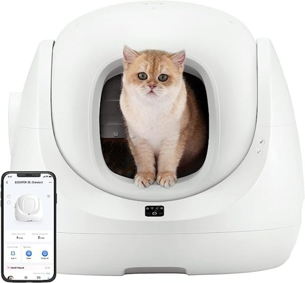 Automatic Self-Cleaning Cat Litter Box for Multiple Cats with APP, Odor Control, Health Monitoring, Extra Large, Smart Cat Litter Box (SE)