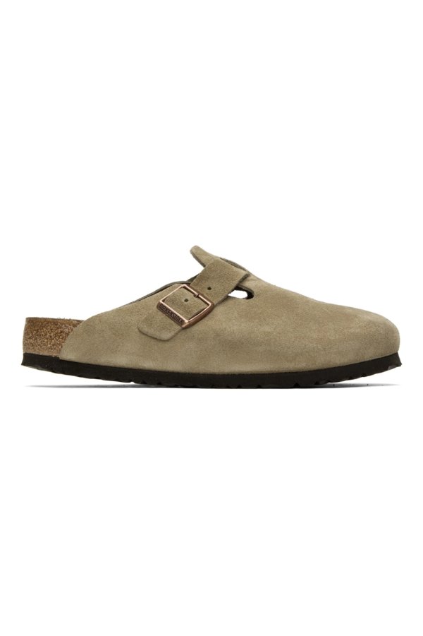 Taupe Narrow Boston Soft Footbed Loafers