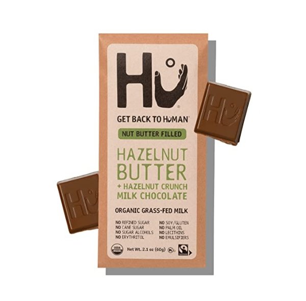 Hu Grass-Fed Milk Chocolate Bars Hazelnut Butter | Natural Ingredients, Organic Milk, Gluten Free, Paleo, Non GMO, Fair Trade Delicious Chocolate | 6 Pack | 2.1oz Each